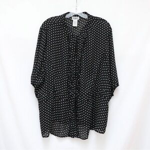 Unique Spectrum black polka dot top short sleeve blouse plus size 26 28 ruffle